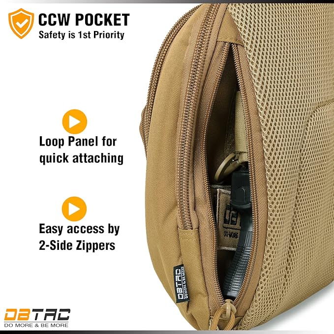 DBTAC Tactical Small Shoulder Chest Pack with Sling + Tactical Large Shoulder Pack (Brown)