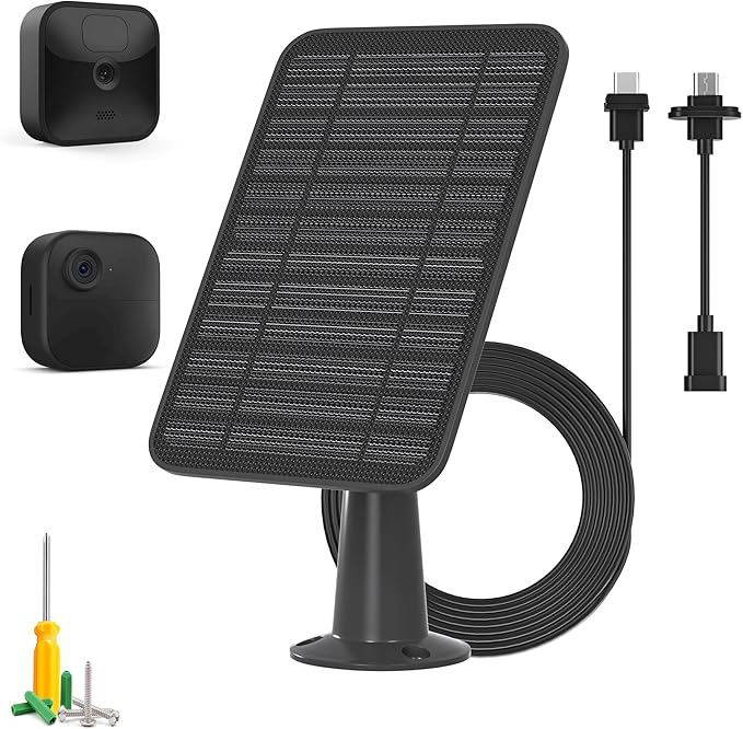Solar Panel for Blink Outdoor 2K+/4(4th Gen)/Outdoor(3rd Gen) XT3 and XT2/XT Camera/Blink Outdoor Camera 5W Solar Panel Charger with Mount 13.1ft Cable Rubber Plug IP65 Waterproof 1 Pack