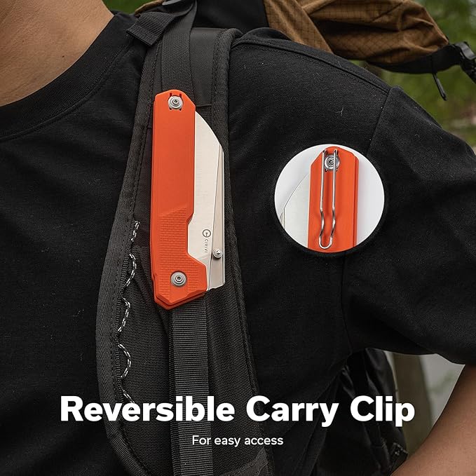 CIVIVI Hid Folding Pocket Knife 4.14 Swedish 14C28N Blade G10 Handle Nested Liner Lock Kitchen Knife with Thumb Stud Opener Ideal for Outdoor Use Camping Hiking and EDC C23008-4 Orange