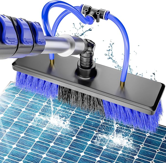 20FT Water Fed Solar Panel Cleaning Kit Telescopic Solar Panel Cleaning Brush with Extension Pole &amp Soap Dispenser for Household &amp Outdoor