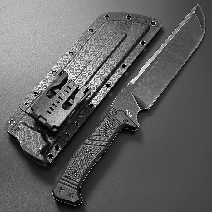 Gtkii GTK32 Fixed Blade Knife DC53 Steel Blade Full Tang Nylon Fiberglass Handle Heavy Duty Knifes for Field Hunting Camping Bushcraft(Black)