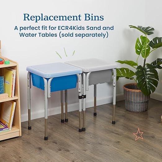 ECR4Kids Stackable Square Bins with Non-Snap Lids Multipurpose Organization French Blue 2-Pack