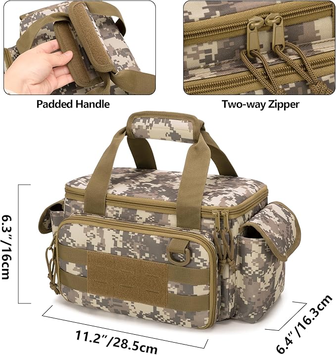 Rexmica Small Tool Bag with Anti-friction and Thick Padded Bottom Tool Storage Organizer for Men Tactical Range Bag Multi-functional Work Bag for Repairman Electrician Carpenters (Camo)