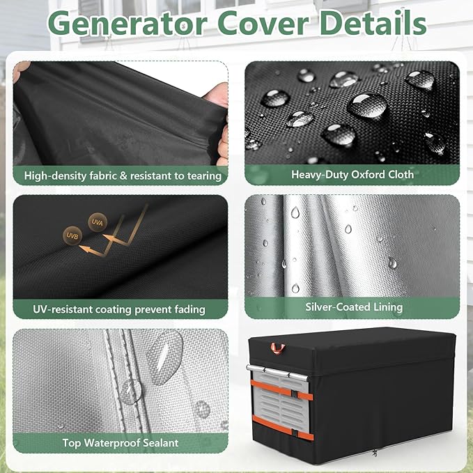 Generator CoverOutdoor Waterproof Generator Cover for 7043 22KW Home Standby GeneratorBlack All-Weather Protection Material51W x 28D x 29H