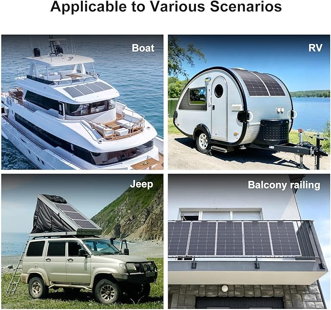 Solarapex 200watt Flexible Solar Panel -Lightweight Mono Solar with ETFE Coating IP68 Waterproof Fiberglass Protection for 12V Battery Charging in RV Boat Marine Camping &amp Off-Grid(200W)