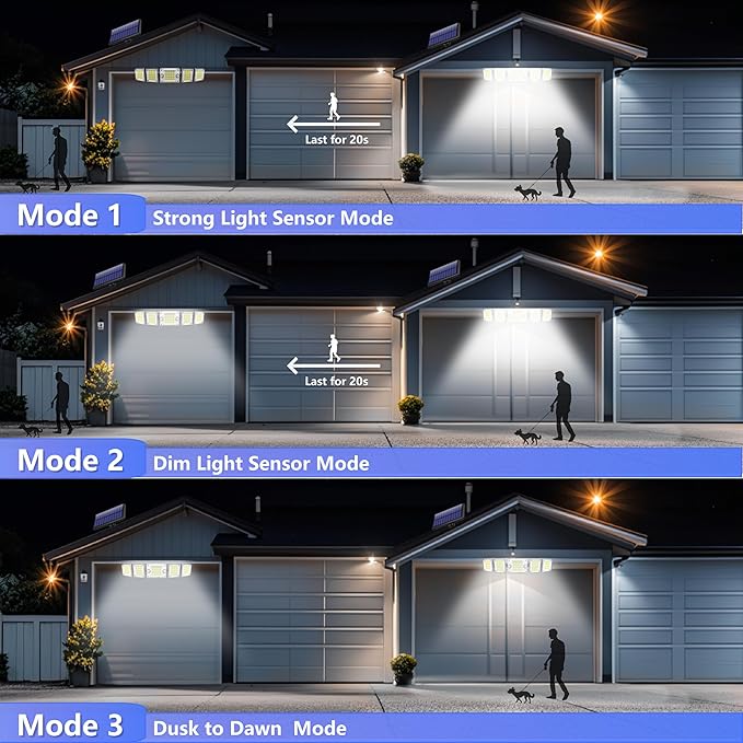 Solar Outdoor Lights - 7600Lum 240° Dual Motion Sensor 560 LED Separate Panel16.5Ft CableDusk to Dawn Lighting Mode Security Solar Powered Flood Light for Porch Yard Shed Wall