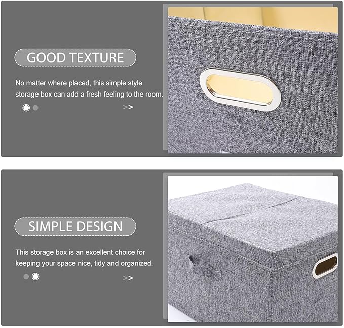 KALLORY Fabric Storage Box with Metal Buckle Large 40x50x30cm Linen Blend Foldable Storage Bin for Household Organization