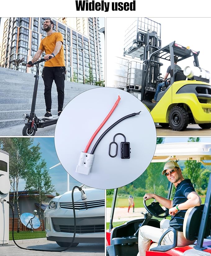 175A 4AWG Battery Connector Cable Fit for Andersons Plug Extension Cable Forklift 30cm 4 Gauge Quick Connect Disconnect Wire Harness with Ends Lug and Waterproof Cap