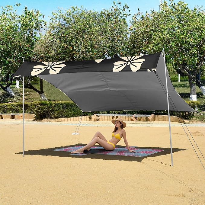 ALAZA White Bow Pattern Beach Tent Sun Shelter Portable Canopy Sunshade for Outdoor Camping Picnics Backyard Fun 10x9 ft