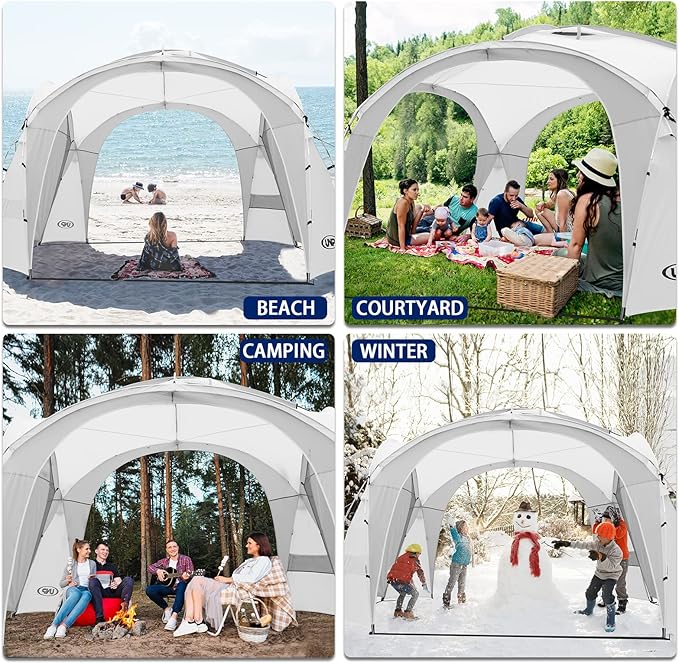 UNP Easy Beach Tent Pop Up Canopy UPF50+ Tent with Side Wall Ground Pegs and Stability Poles Sun Shelter Rainproof Waterproof for Camping Trips Backyard Fun Party Or Picnics