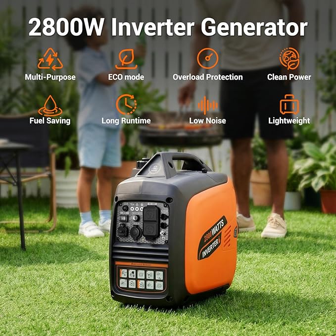 Oxseryn 2800-Watts Portable Inverter Generator Gas Generators for Home Use Camping Super Quiet Emergency Home Backup with Fuel Shut Off 1.1Gal Fuel Tank 39Lbs EPA Compliant
