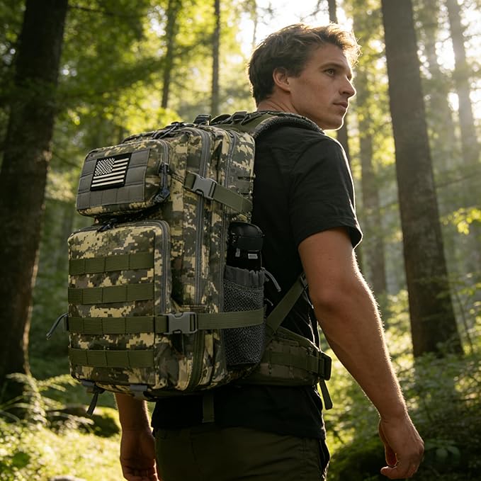 Zavothy 45L Military Tactical Backpack Army 3-Day Assault Pack Bug Out Bag for Hiking Camping | Army Bag Large Rucksack with Molle System