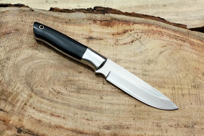 GCS Custom Handmade BLACK MICARTA Handle D2 Tool Steel Tactical Bushcraft Hunting Knife with Horizontal/Vertical Leather Sheath GCS195