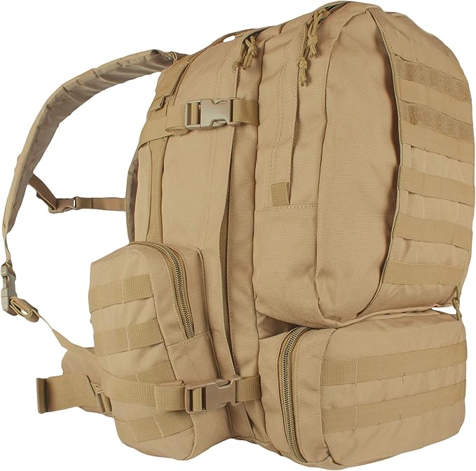 FOX OUTDOOR PRODUCTS Advanced 3-Day Combat Pack | 69L Tactical Backpack w/Dual Hydration Ports Compression Straps &amp Storage