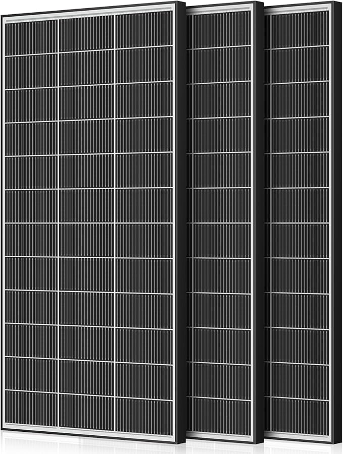 Bifacial 300W Solar Panel 25% High Efficiency with N-Type 18BB Cells Capture 30% More Energy from Front &amp Back Weatherproof for RV Off-Grid Home Farm Marine &amp Harsh Environments (300W-3PACK