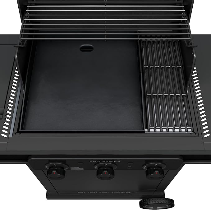 Charbroil Pro Series Amplifire Technology 3-Burner Propane Gas Grill and Griddle Cabinet with Side Burner Black - 463366724