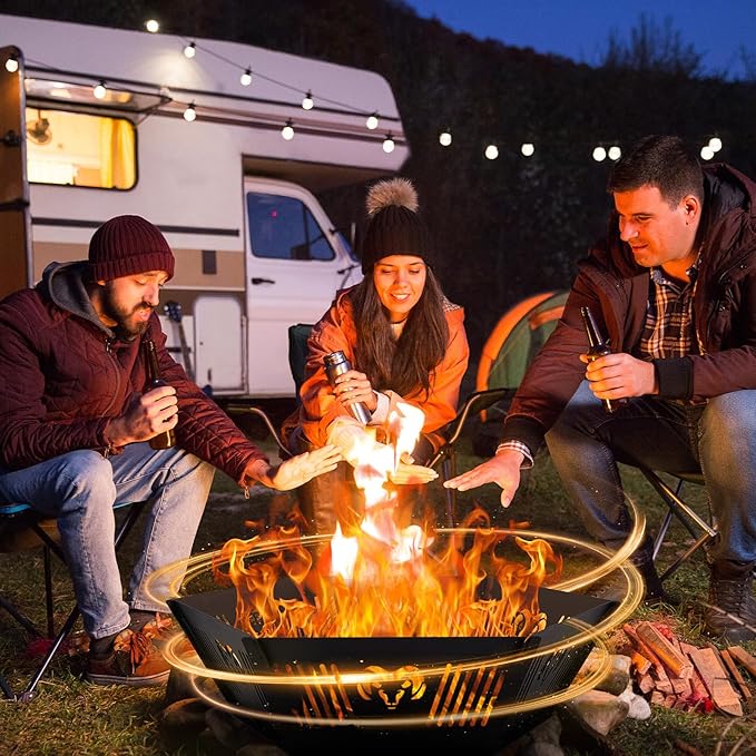 Portable Plug Fire Pit 38.6 Collapsible Fire Pit for Outdoor Wood Burning with Carry Bag Folding Fire Pit for BBQ Camping Travel Picnic Backyard Patio black