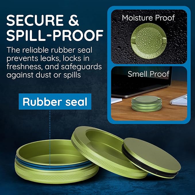Premium Pouch Container | Metal Can | Moisture &amp Odor Proof Snus Can | Pouch Accessories (Green)