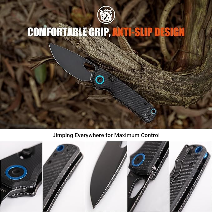 Vosteed Porcupine EDC Folding Knife 2.99’’ 14C28N Steel Big Belly Blade Top Liner Lock Micarta Handle - Lightweight Pocket knives for Men &amp Women Camping Hiking - A2601