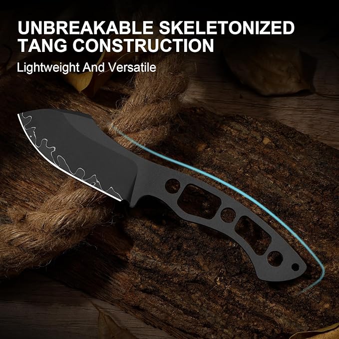 Kizer Rook Fixed Blade Knife 3.11 Nessmuk-Style 3-Layer Steel Hunting Knives with Gray Norplex UltreX™ Micarta Handle Bushcraft Knife with Sheath &amp TekLok for Camping Survival 1090A2