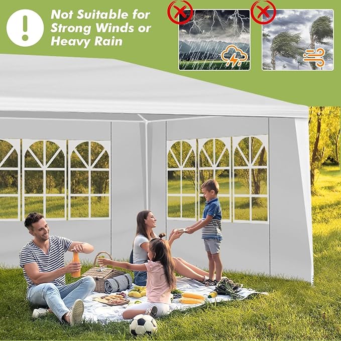 Outdoor Gazebo Canopy Wedding Party Tent Camping Shelter Commercial Instant Shelter Waterproof Tent with Removable Side Walls (10'x20' with 4 Sidewalls)