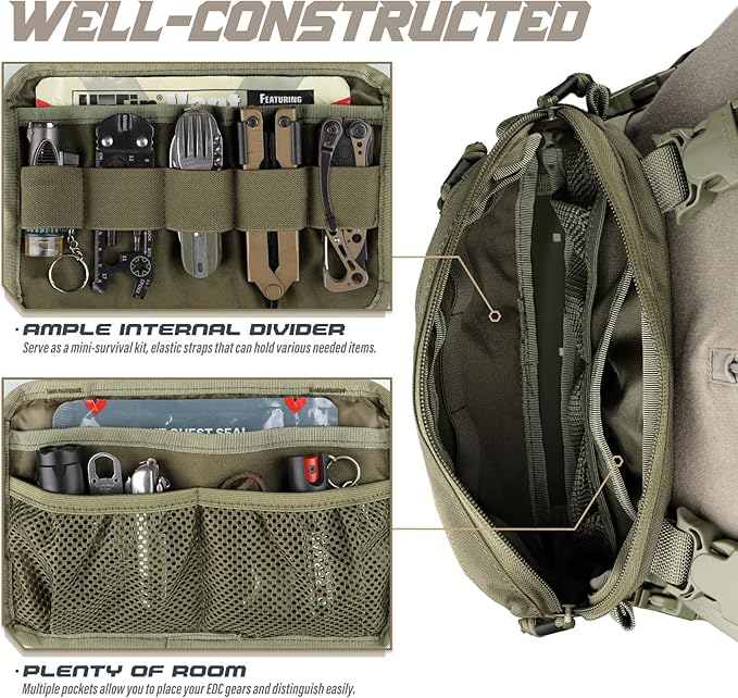 WYNEX Tactical Chest Rig Pack for Men Running Chest Bag with Front Loop Recon Chest Rigs for Hunting Outdoor EDC