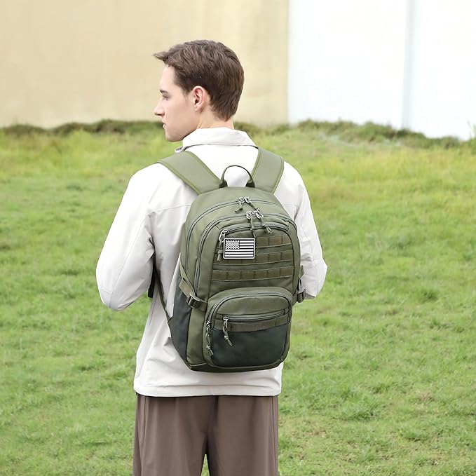 Military Tactical Backpack for Men Army 3 Days Assault Pack Bag with Molle System for Outdoor Adventures (Military green-N 25L)