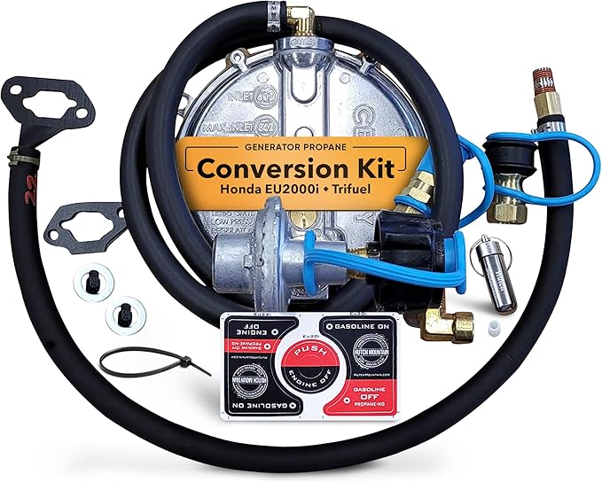 Hutch Mountain Generator Propane Conversion Kit Honda EU2000i - Tri-Fuel Conversion for Propane Gasoline &amp Natural Gas - Portable Generator Backup Kit for Home Emergencies Camping and RVs