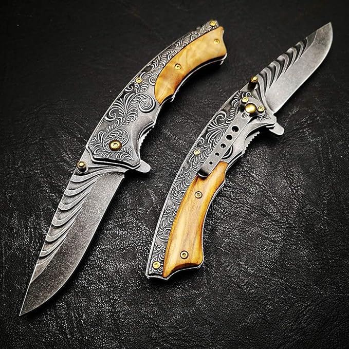 Engraved Pocket Knife Upgraded Multitool with Safety Locking Blade