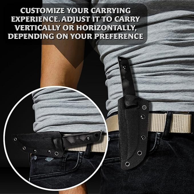OERLA WS-0018 Fixed Blade Knife 7.76 Inches Full-Tang 420HC Steel Tactical Style Outdoor Camping Knife with G10 Handle and Kydex Sheath