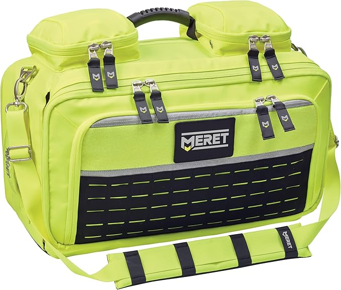 MERET OMNI PRO X Emergency Medical Backpack – Modular Trauma &amp First Aid Organizer with Easy to Clean Material – MOLLE Compatible – High Viz Yellow