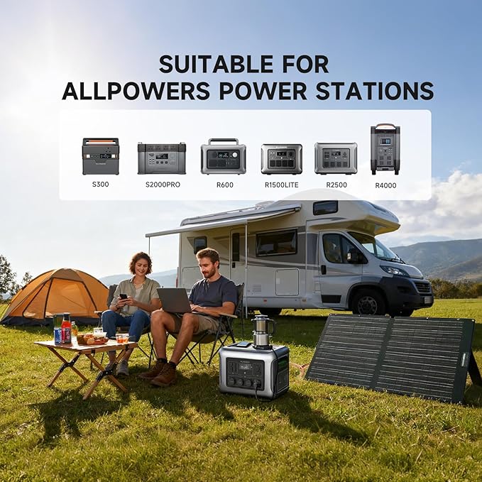 ALLPOWERS S2000 Pro Solar Generator with SE100 Panel Included 2400W MPPT Portable Power Station with Foldable Solar Panel 100W Solar Backup Power for Van House Outdoor Camping