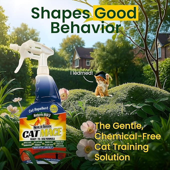 Nature's Mace Cat Repellent Bundle - Training Deterrent Tool for Cats - All-Season Protection for Outdoor &amp Indoor Areas - Gentle for Pets Plants &amp Family - 6 lb Granular &amp 40oz Ready-to