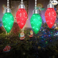 Red and Green Jumbo C9 Christmas Lights - 4 Bulbs 60 LED Giant C9 Outdoor Hanging String Lights for Tree Porch Gazebo Eave Decorations 12 Feet White Wire Connectable Red and Green - Twinkling