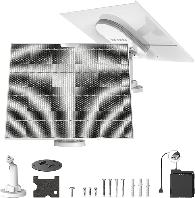 Brinno ASP1000-P Solar Panel Kit Bundle with Mount | 10W Solar Panel for Time Lapse Camera | IP65 Waterproof | DC 5V Outdoor Rechargeable Camera Battery USB-C Cable and Adjustable Security Mount