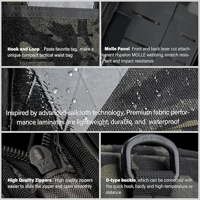 TACTICAL GEEK Block E3.0 EDC Compact Waist Pocket Pouch Men EDC Pouch Organizer Multi-Purpose Molle Tool Pouch Utility Tool Organizer Bag for Daily Essentials Carry(Black Camo)