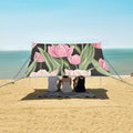 ALAZA Pink Tulips on Black Beach Tent Sun Shelter Portable Canopy Sunshade for Outdoor Camping Picnics Backyard Fun 10x9 ft