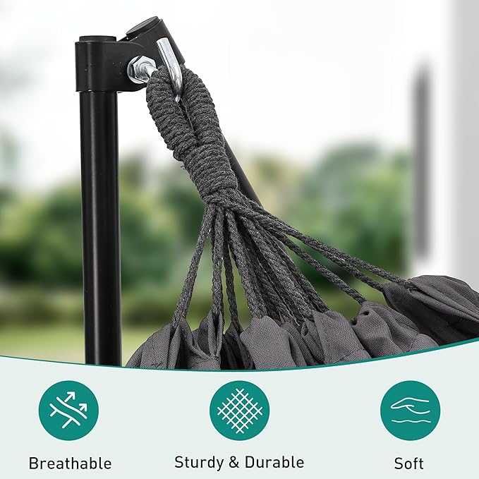 Ainfox Hammock with Foldable Stand 2 in 1 Hammock and Swinging Chair with Carrying Bag Portable Camping Chair Suitable for Outside SwingPatioGardenCamping Trip Grey