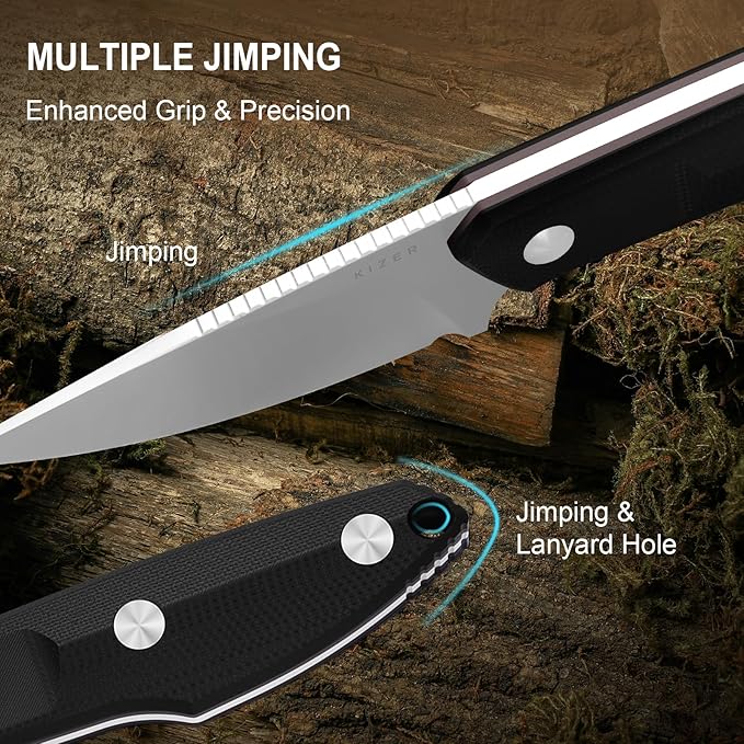 Kizer Splinter Fixed Blade Knife 3.15 AEB-L Blade Black &amp Brown G10 Handle Small EDC Fixed Blade Knife with Kydex Sheath for Hunting Camping Survival Outdoor Adventure 1087A1