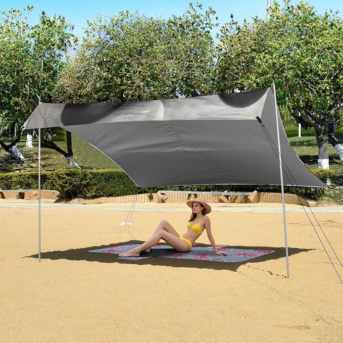 ALAZA French Bulldog Hole Newspaper Beach Tent Sun Shelter Portable Canopy Sunshade for Outdoor Camping Picnics Backyard Fun 10x9 ft