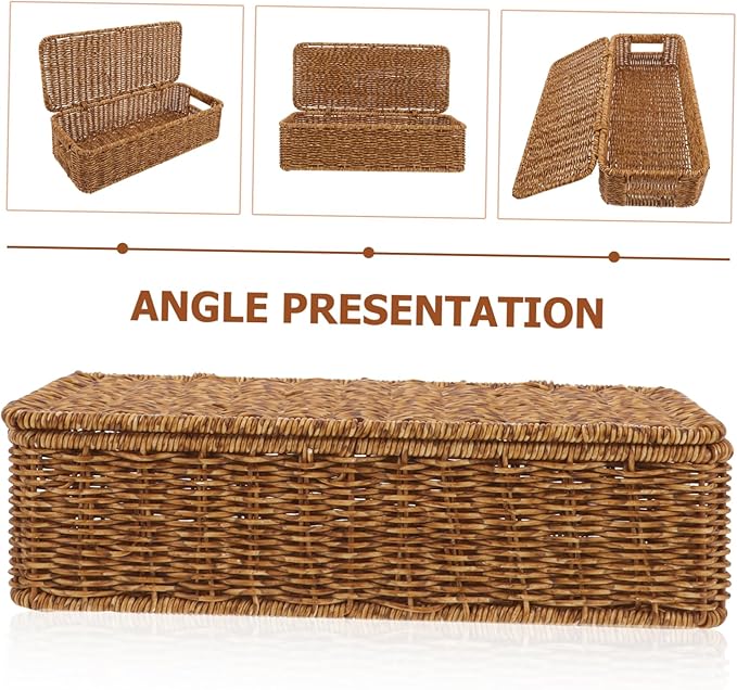 ULTECHNOVO Organizing Baskets for Home Imitation Rattan Decorative Storage Bin Lids