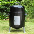 Sophia &amp William 17 Vertical Charcoal Smoker Grills with Two-Tier Grates Heavy-Duty Integral Chamber and Tunnel Ventilation System for BBQ Patio Outdoor Camping(Black)