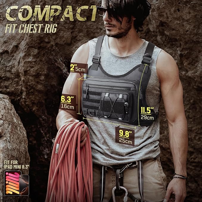 Chest Bag for Men Women Tactical Chest Rig with Holster Sport Chest Pack for Outdoor Running Vest for Hiking Cycling Travel Workouts EDC