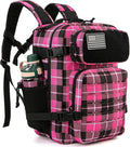 25L/45L Tactical Backpack for Women/men School Bag Gym Rucksack with Dual Cup Holder Bags for Womens Hiking Backpacks(25L Rose Plaid)