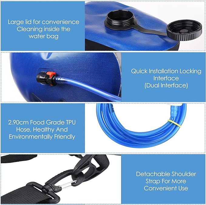 Camping Shower Bag 5 Gal/20L TPU Material Portable Shower Bag with Foot Pump and Press-Type Shower Nozzle for Camping Beach Swimming Outdoor Traveling Hiking