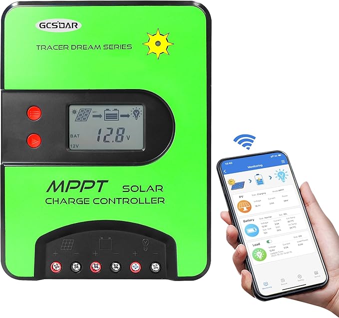 MPPT Solar Charge Controller 30A 12V 24V Auto Max PV 100V Built-in WiFi Adapter APP Remote Monitor LCD Display Solar Panel Charger Regulator for Gel Sealed Flooded Lifepo4 Lithium BAT
