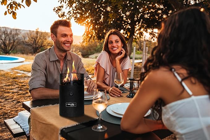 Flame King Mini Tabletop Fire Pit Dual Fuel Propane and Butane Smokeless Odorless Flame Portable Great for Outdoor