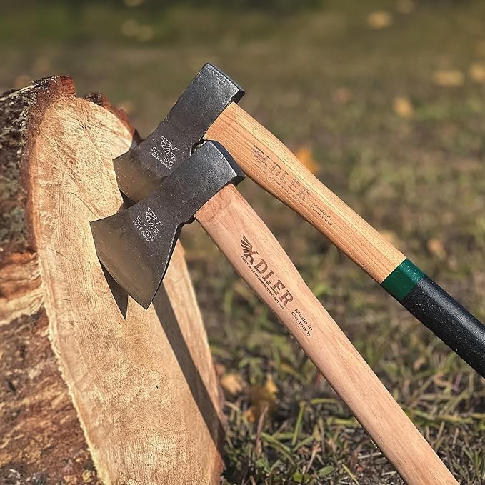 Adler Rheinland Throwing Hatchet – League Compliant Throwing Axe 1.95 lb Pro-Balanced Design 15.75 Hickory Handle (Natural) German Made with Sheath and Travel Bag Included (A13)