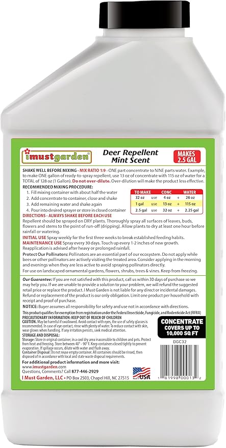 I Must Garden Deer Repellent Special [32oz Concentrate + 32oz Ready-to-Use Spray] - Natural Mint Scent