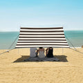 ALAZA Brown White Striped Beach Tent Sun Shelter Portable Canopy Sunshade for Outdoor Camping Picnics Backyard Fun 10x9 ft